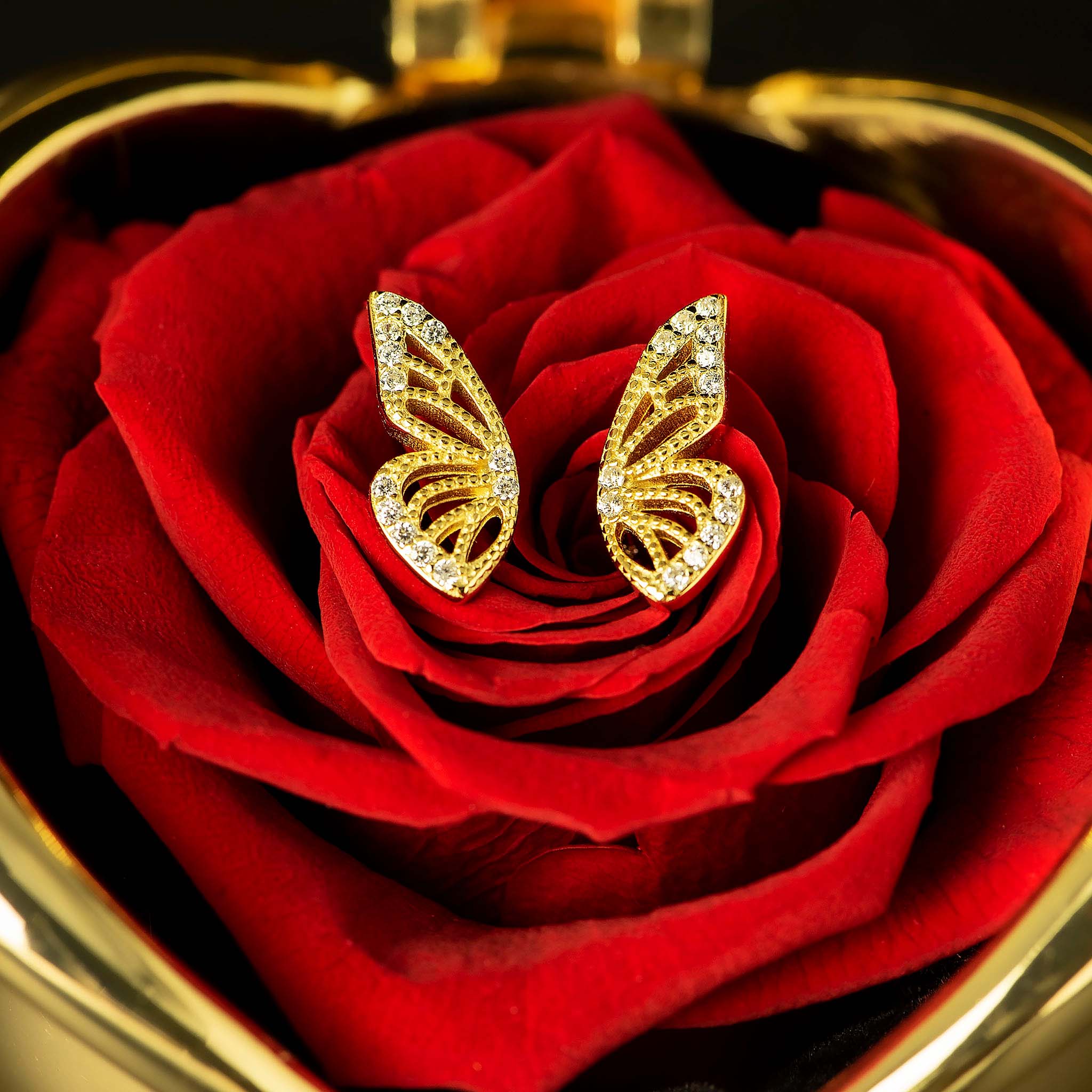 BUTTERFLY EARRINGS - 925 Sterling Silver ✧ 18K Gold Plated